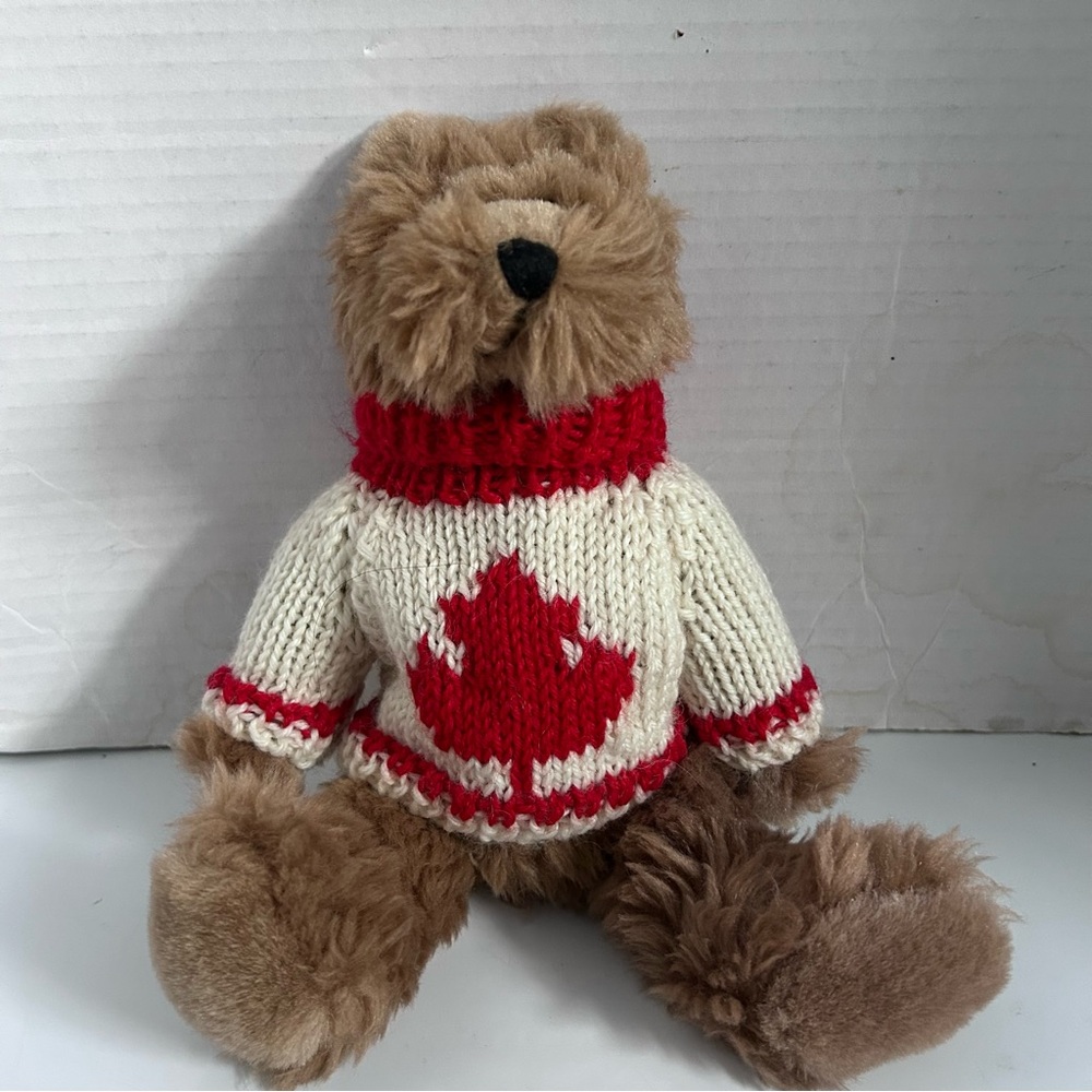 Canada Souvenir Plush Fiesta Jointed Teddy Bear with removable Knitted sweater
